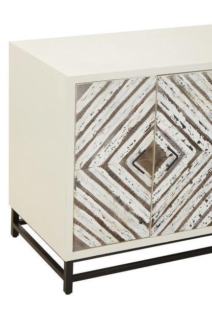Lombok Rustic Chevron 4 Door Sideboard