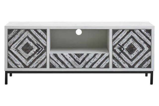 Lombok Rustic Chevron and White Frame Media Unit