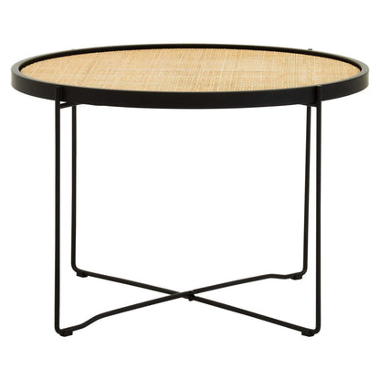 Depok Rattan Round Coffee Table With Cross Metal Legs