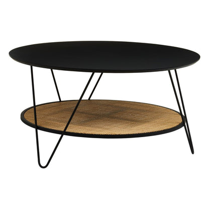 Depok Rattan And Metal Coffee Table With Hairpin Legs