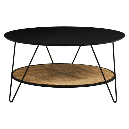 Depok Rattan And Metal Coffee Table With Hairpin Legs