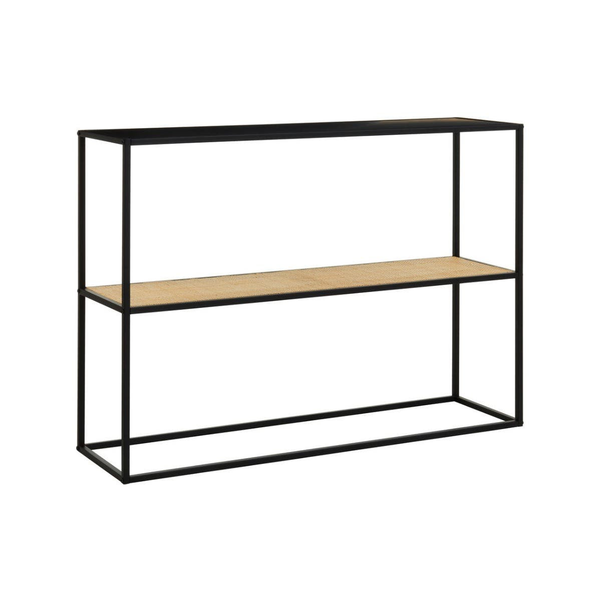 Depok 2 Tier Rattan And Metal Console Table
