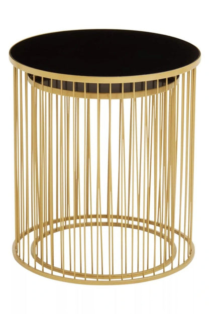 Avento Set Of Two Black And Gold Side Tables