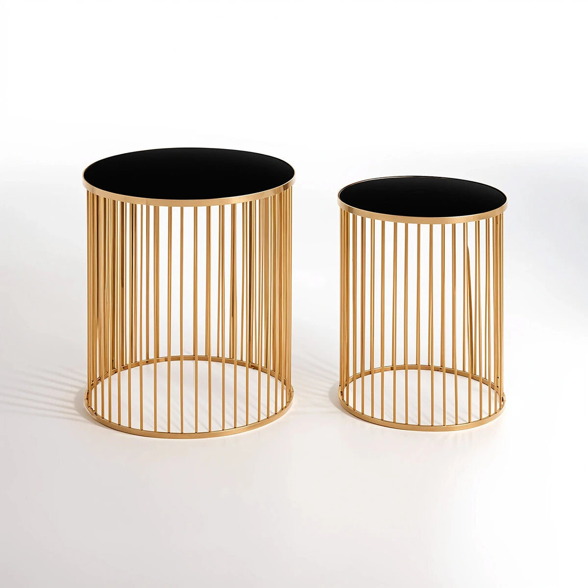 Avento Set Of Two Black And Gold Side Tables