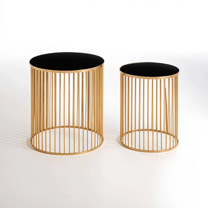 Avento Set Of Two Black And Gold Side Tables