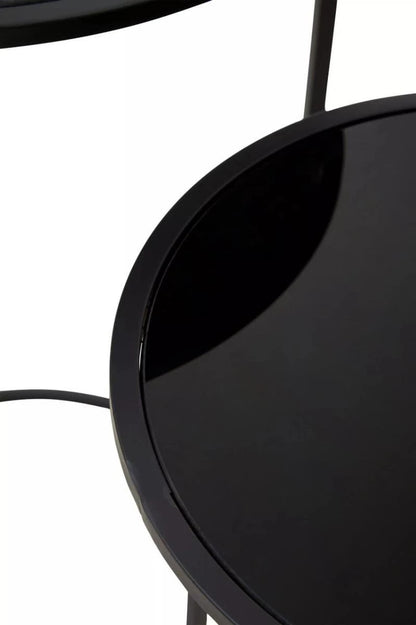Avento Set Of Two Round Black Plant Stands