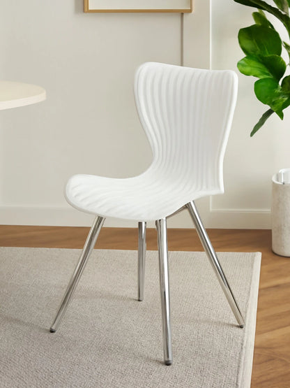 Laila White Seat And Silver Chrome Legs Dining Chair