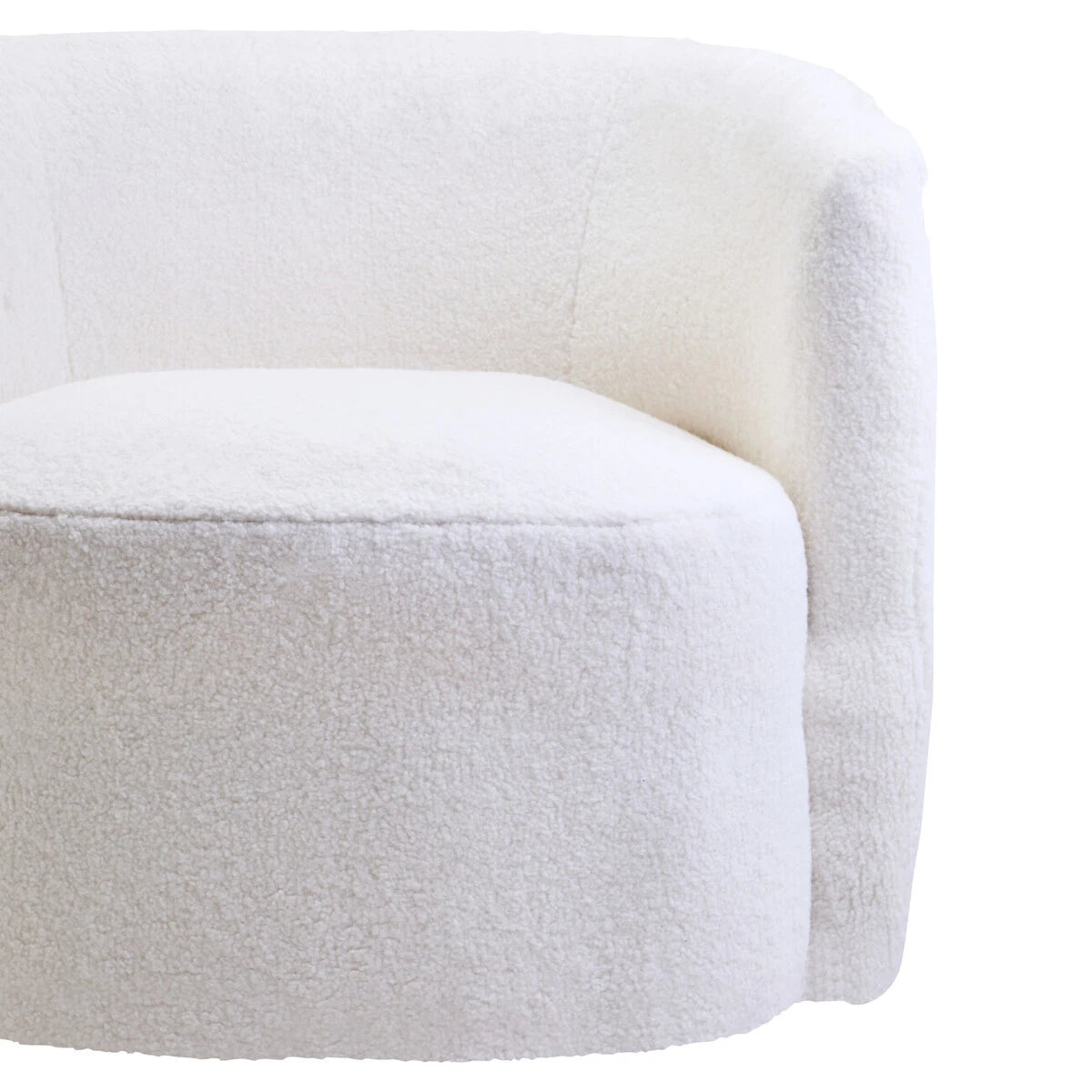Montreal Ivory Boucle Effect Curved Lounge Chair With Swivel Base