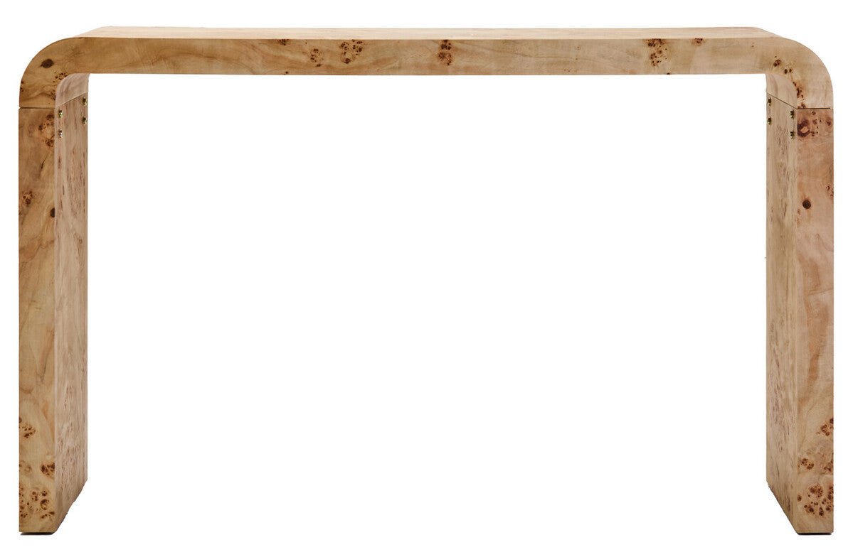 Mota Burl Wood Design Curved Console Table