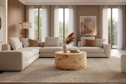 Mota Burl Wood Design Round Coffee Table