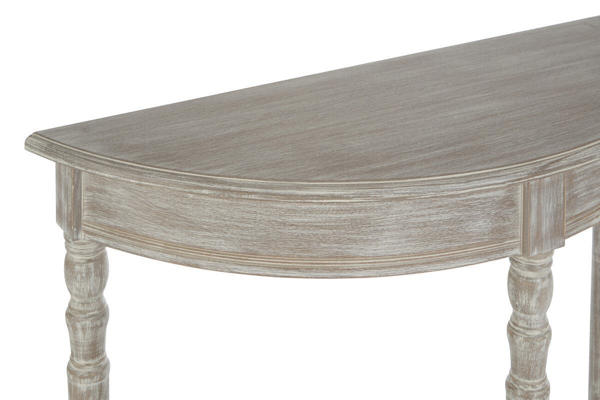Heritage Half Moon Natural Pine Wood Console Table