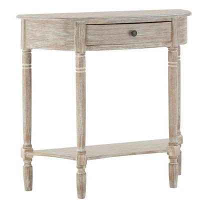 Heritage Natural Wash Pine Wood Half Moon Console Table with 1 Drawer
