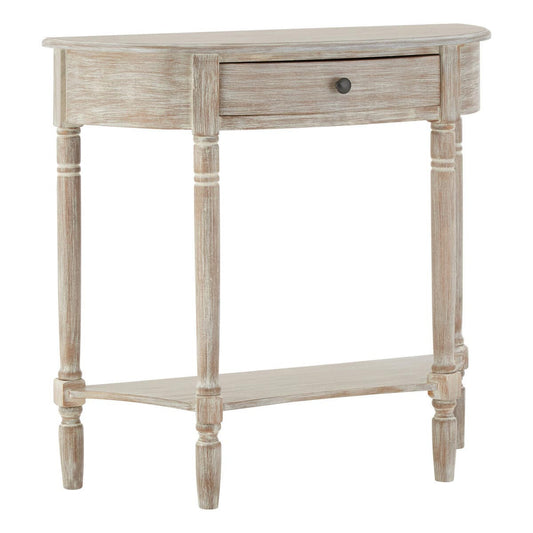 Heritage Natural Wash Pine Wood Half Moon Console Table with 1 Drawer