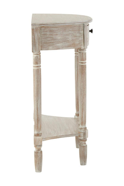 Heritage Natural Wash Pine Wood Half Moon Console Table with 1 Drawer