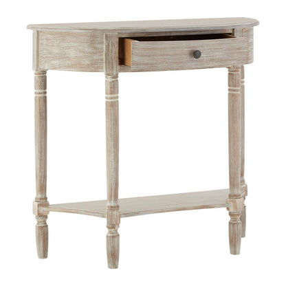 Heritage Natural Wash Pine Wood Half Moon Console Table with 1 Drawer