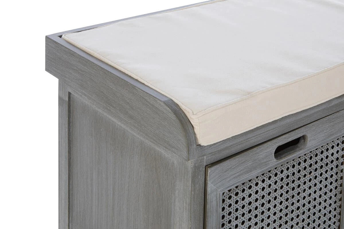 Heritage Grey Three Drawer Storage Bench with Cushion