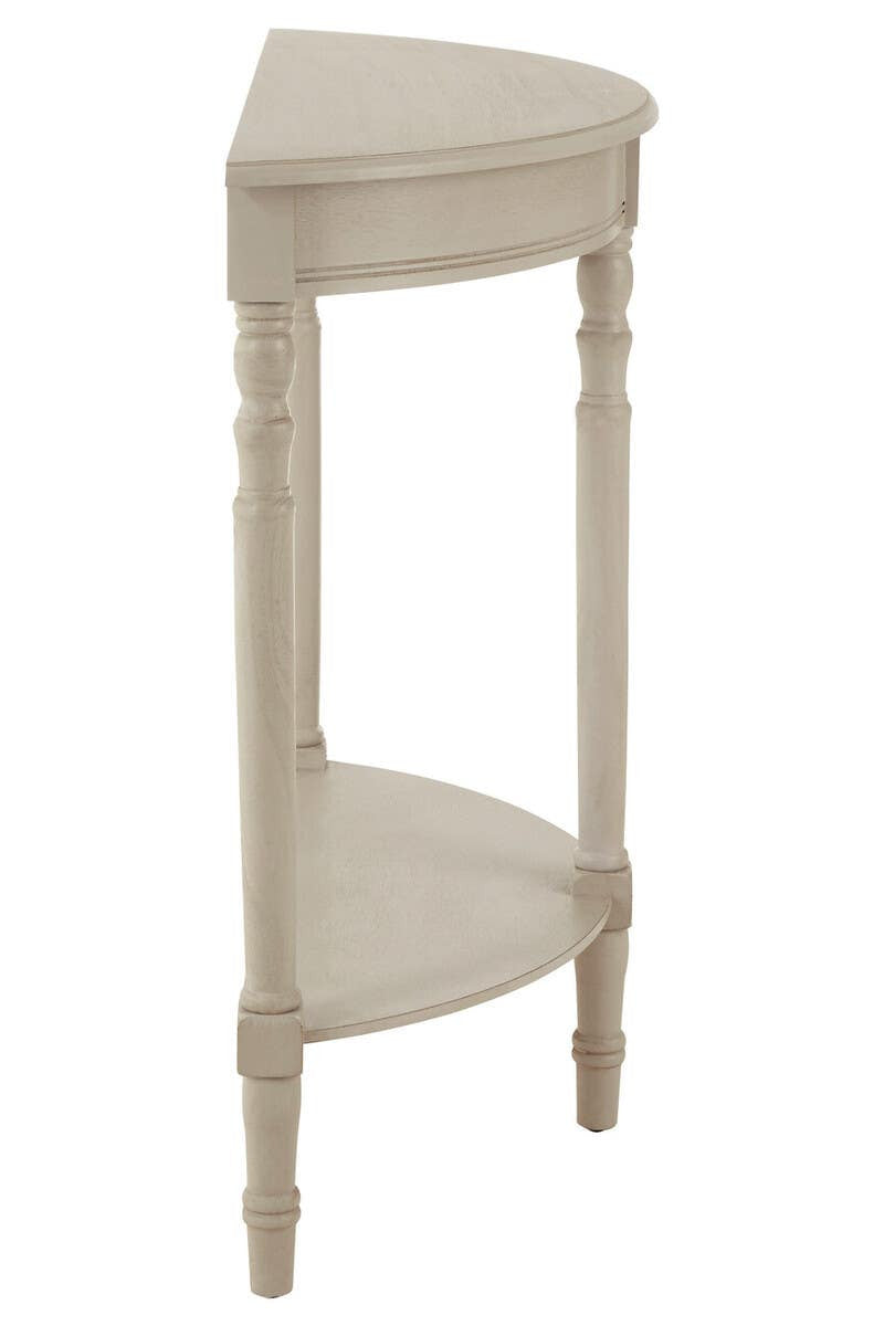 Heritage Grey Putty Pine Wood Half Moon Console Table