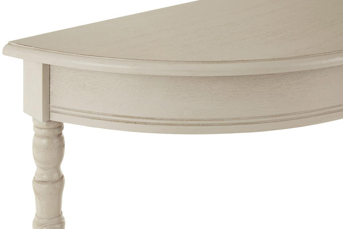 Heritage Grey Putty Pine Wood Half Moon Console Table