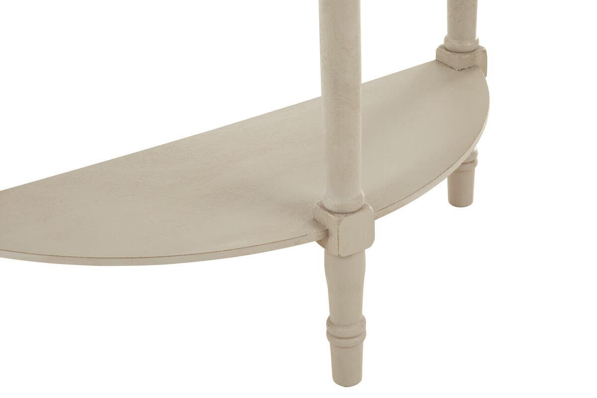 Heritage Grey Putty Pine Wood Half Moon Console Table