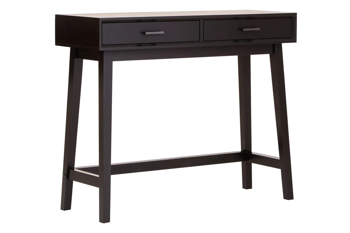 Heritage Two Drawer Black Wood Finish Console Table