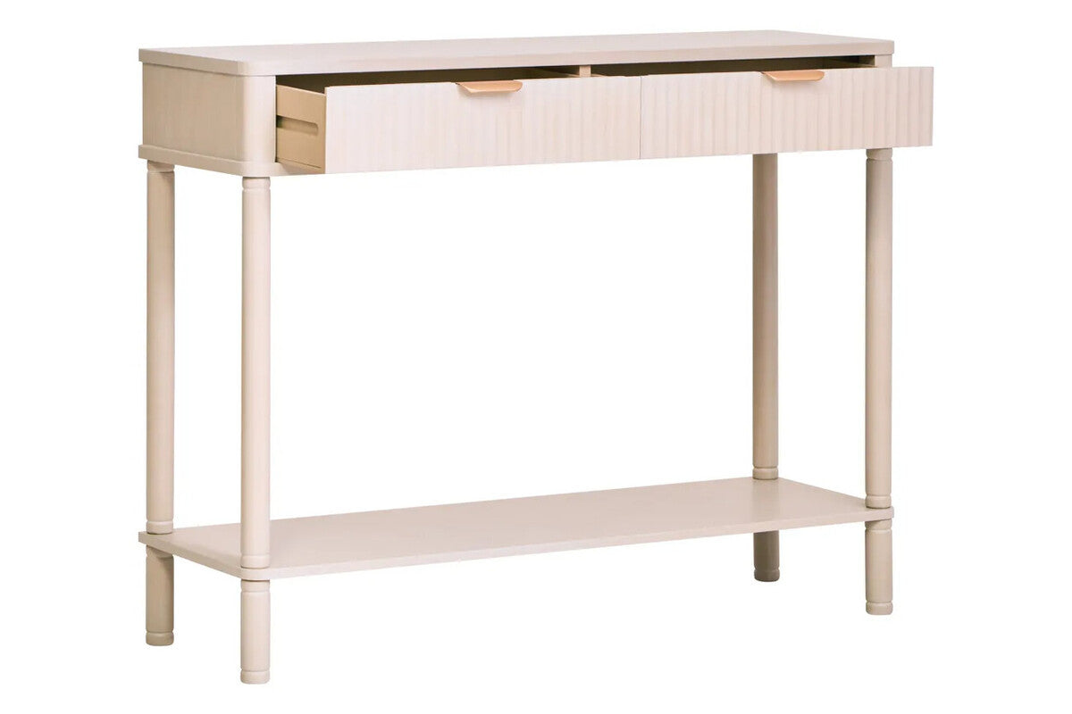 Heritage Two Drawer Reed Detail Taupe Wood Console Table