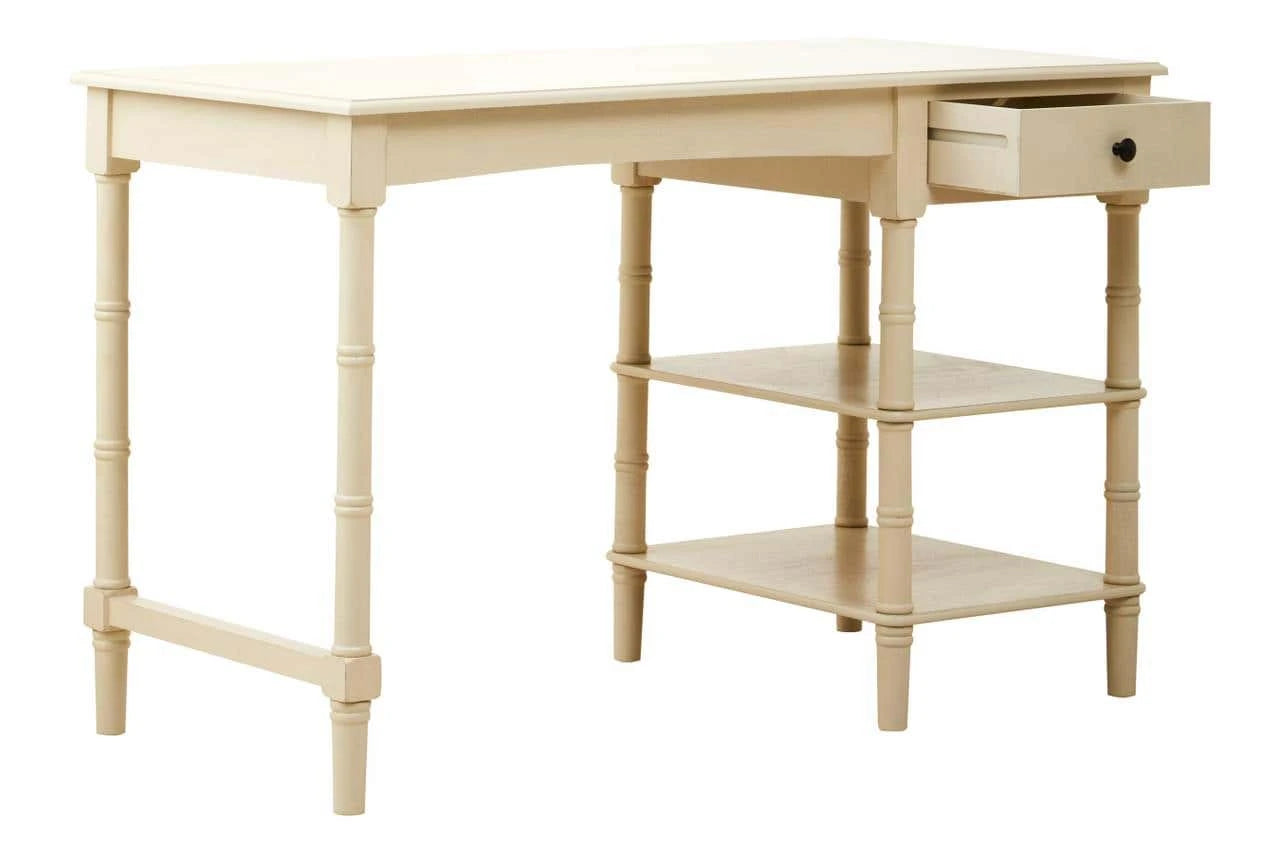 Heritage Ivory Desk with Drawer and Shelves