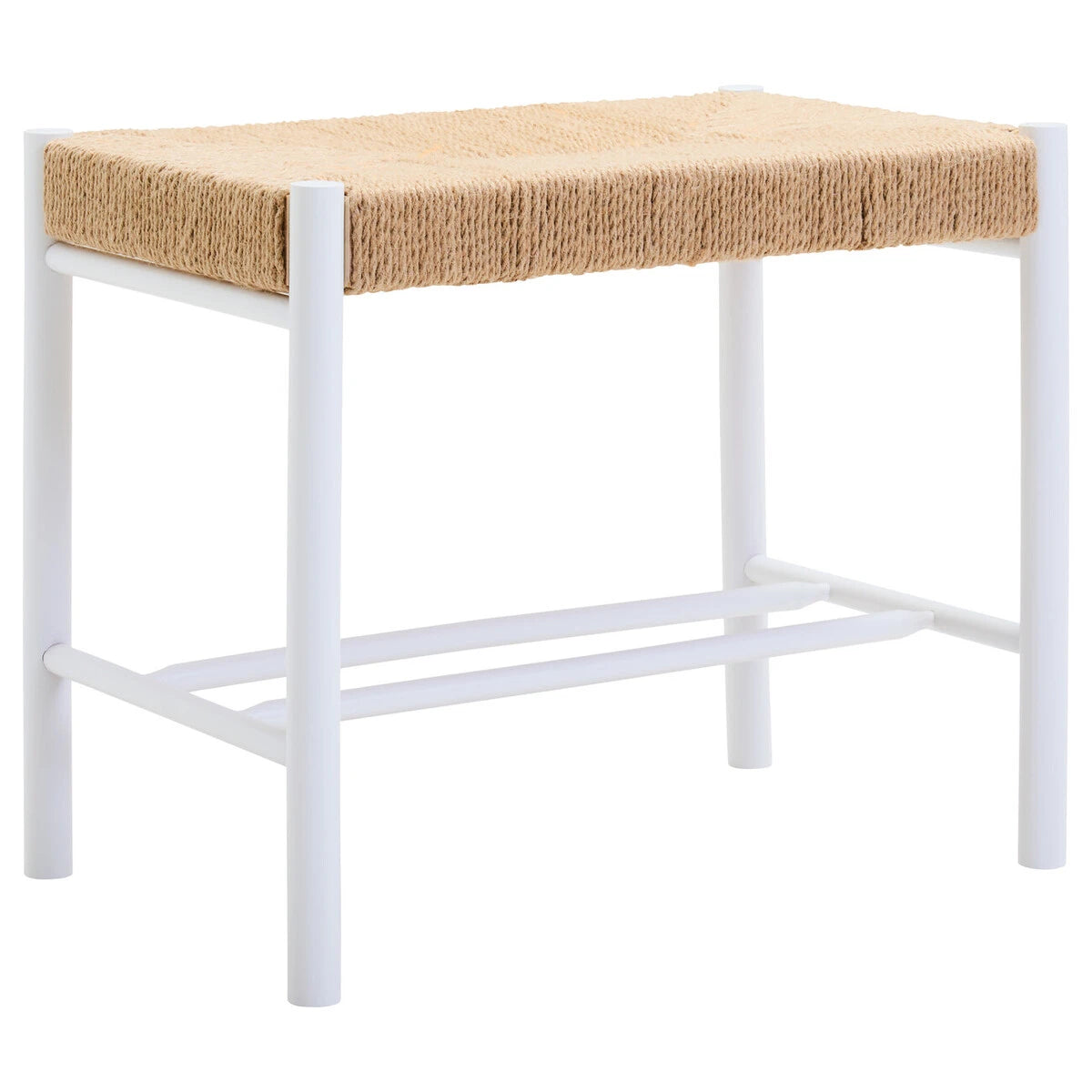 Bandar Small Natural Rope and White Wood Bench