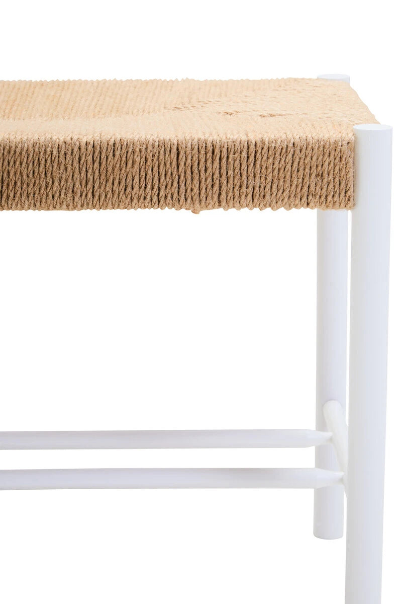 Bandar Small Natural Rope and White Wood Bench