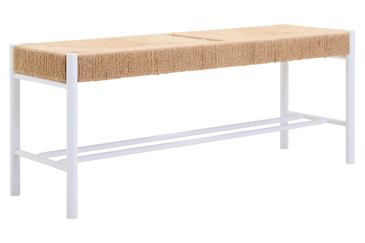 Bandar Large Natural Rope and White Wood Bench