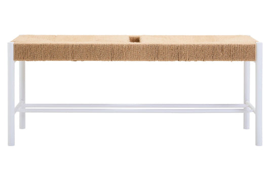 Bandar Large Natural Rope and White Wood Bench