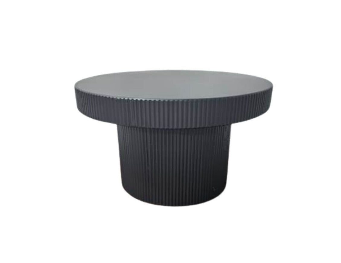 Trento Black Metal Round Ridge Detail Coffee Table