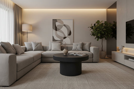 Trento Black Metal Round Ridge Detail Coffee Table
