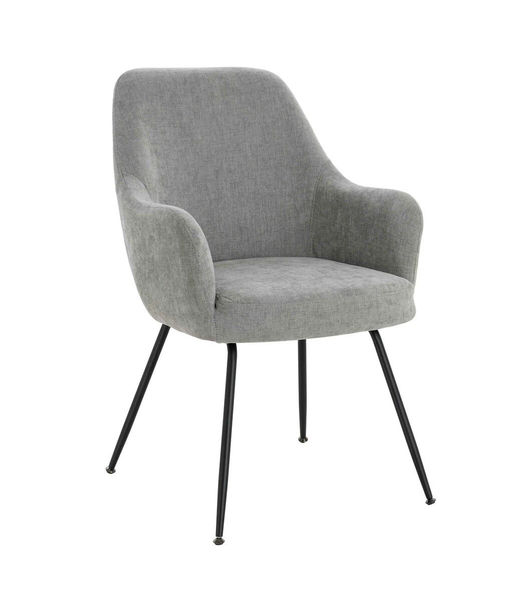 Maxwell Set of 2 Light Grey Textured Fabric Dining Chairs with Arms