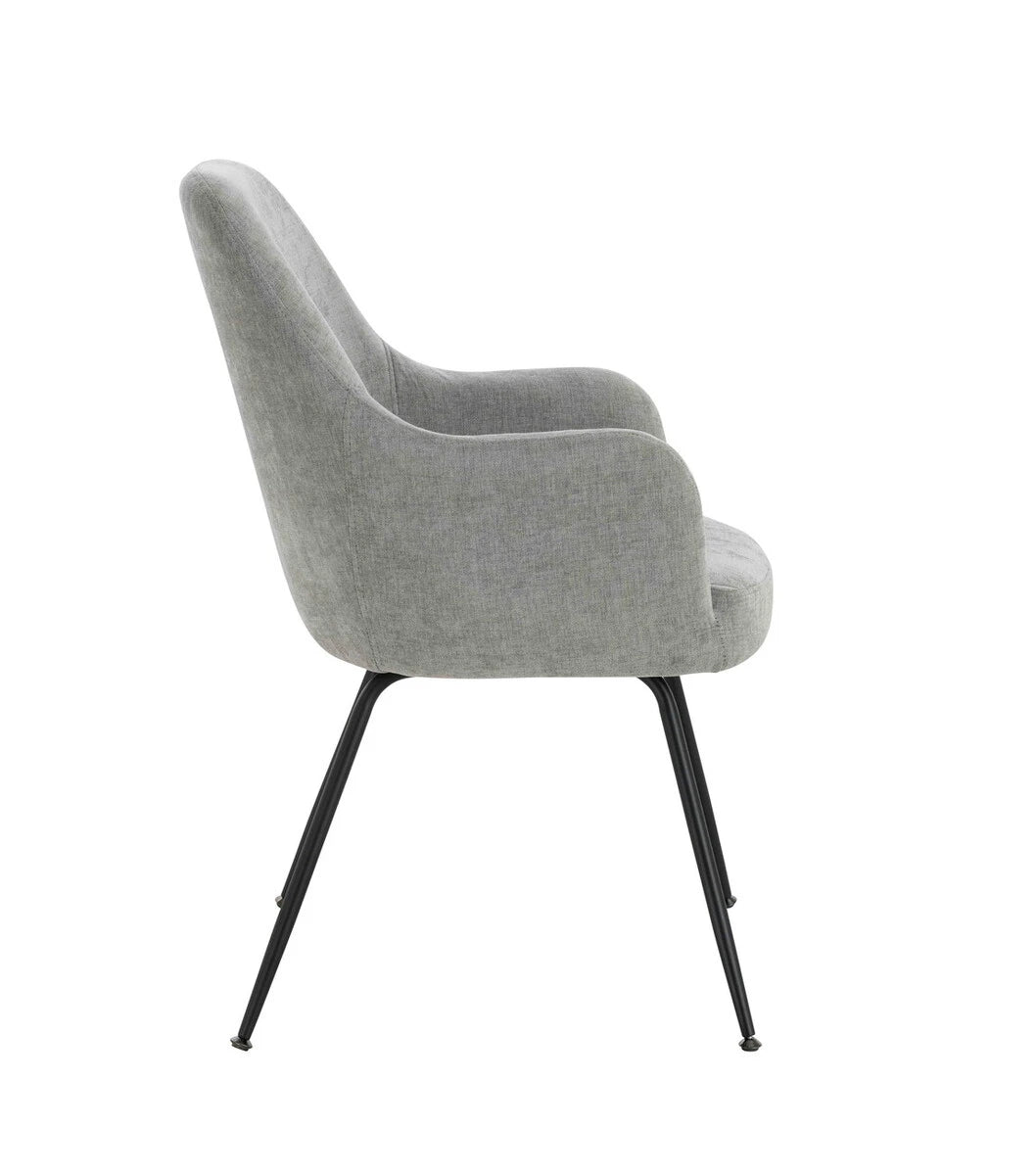 Maxwell Set of 2 Light Grey Textured Fabric Dining Chairs with Arms
