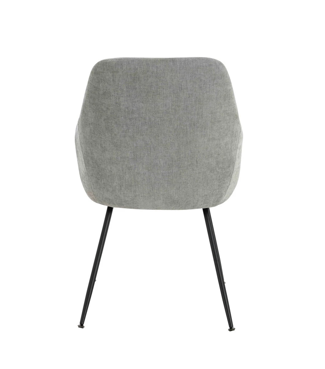Maxwell Set of 2 Light Grey Textured Fabric Dining Chairs with Arms