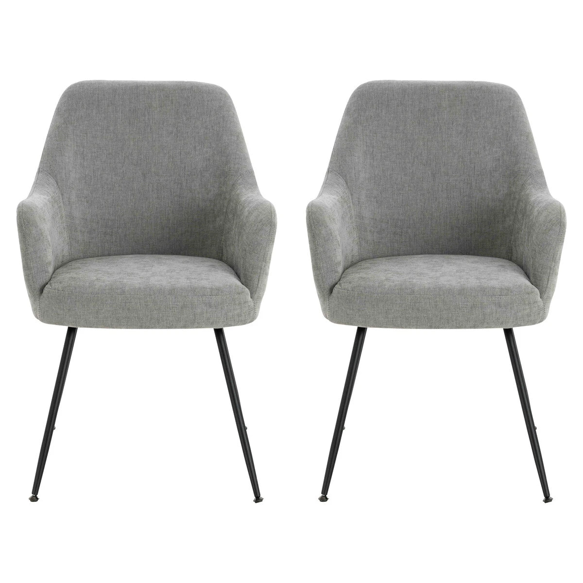Maxwell Set of 2 Light Grey Textured Fabric Dining Chairs with Arms