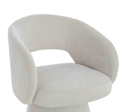 Maxwell Textured Beige Fabric Curved Accent Dining Chair