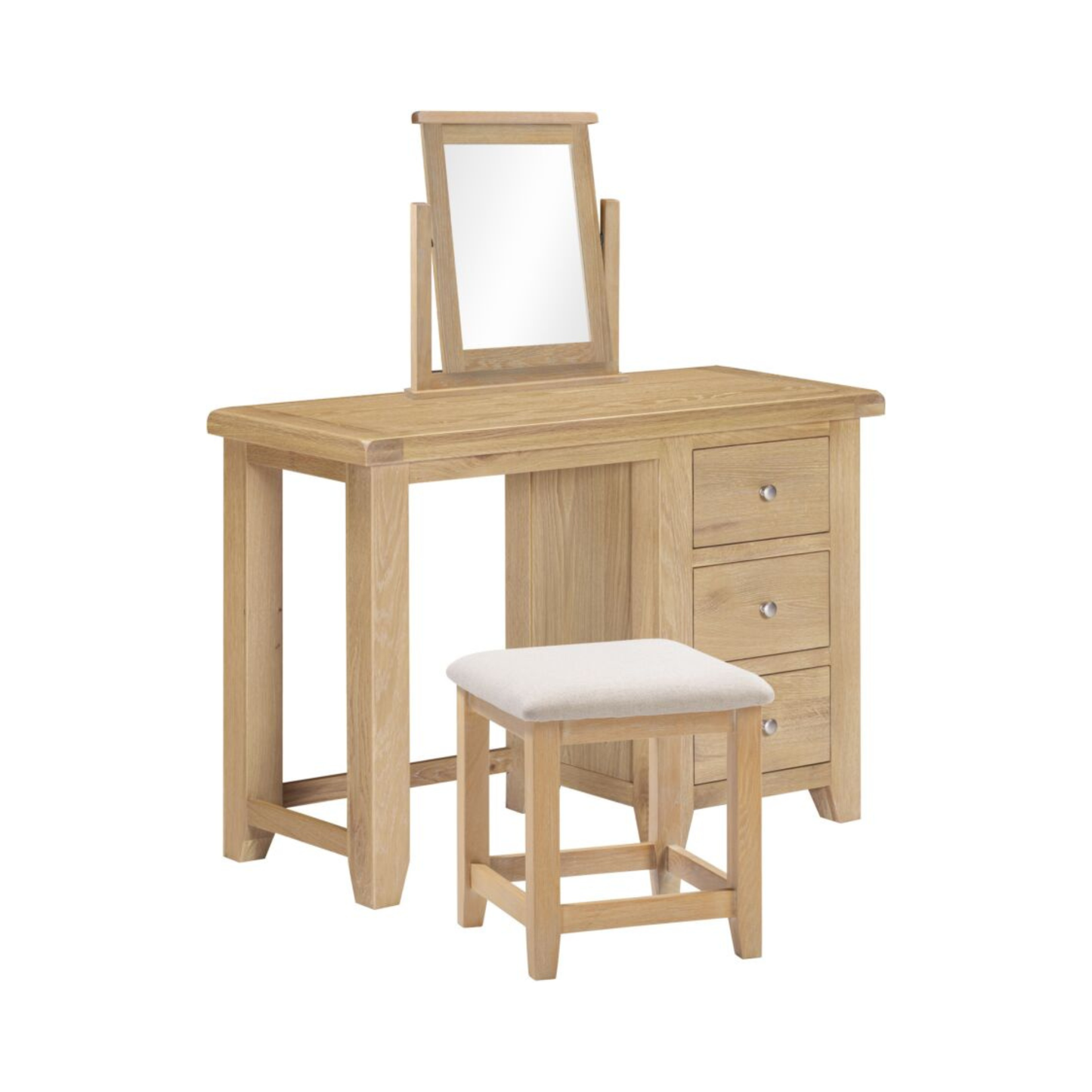 Windsor 3 Drawer Dressing Table Set – Natural Oak
