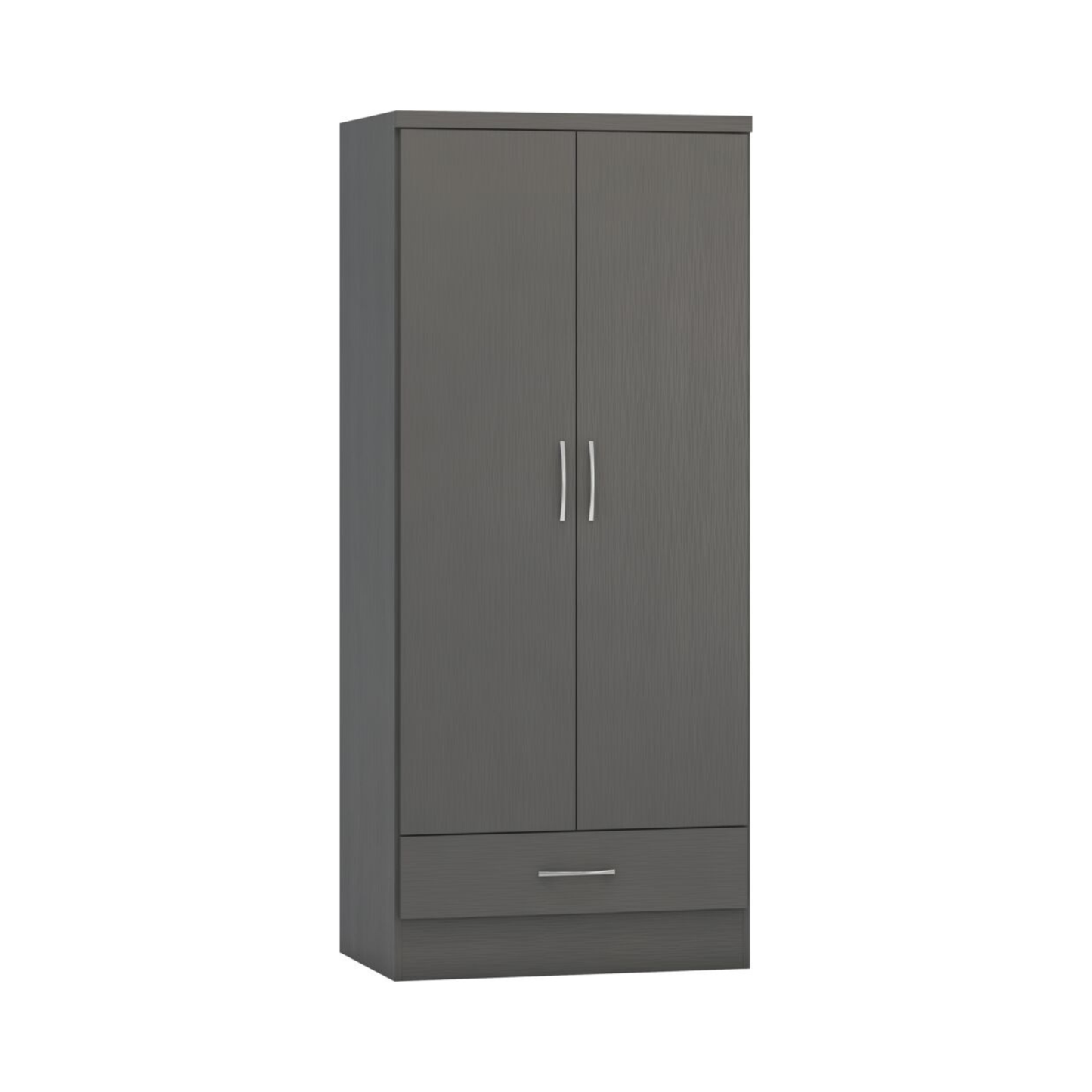 Nevada 2 Door 1 Drawer Wardrobe – 3D Grey Effect