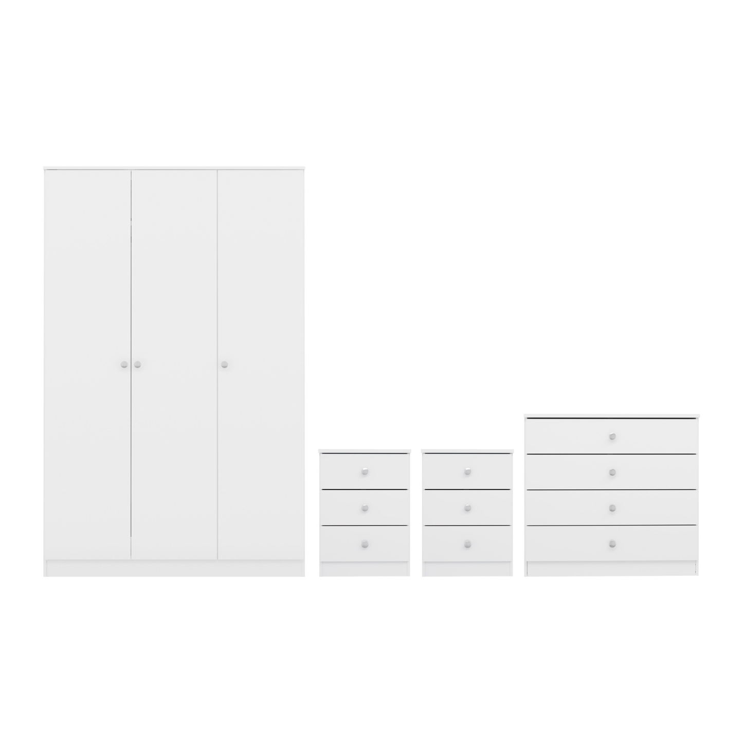 Denver 3 Door Wardrobe Bedroom Set White Gloss