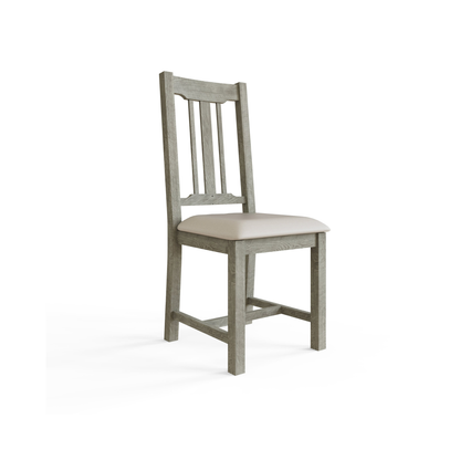 Bowood Pair of Fabric Seat Dining Chairs – Solid Wood Limewash