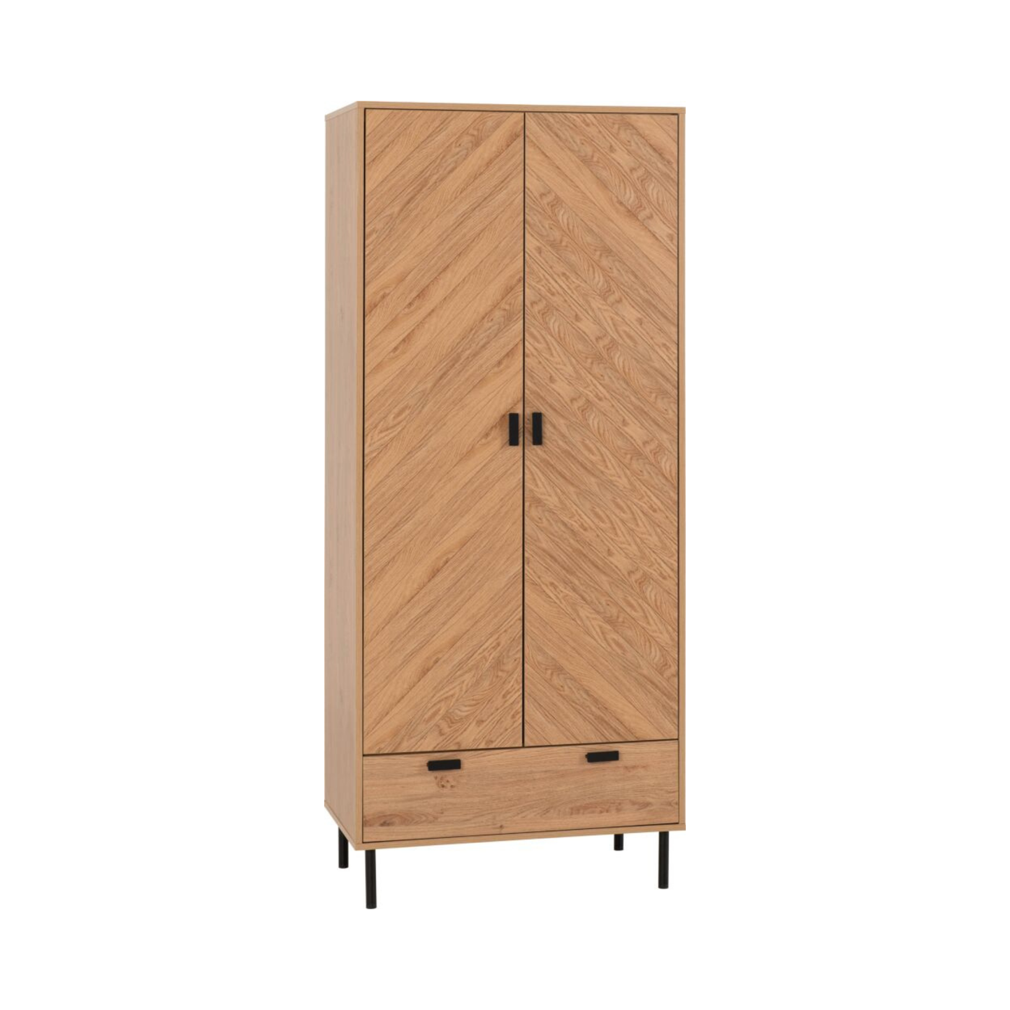 Leon 2 Door 1 Drawer Wardrobe – Medium Oak Effect