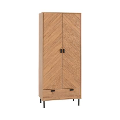 Leon 2 Door 1 Drawer Wardrobe – Medium Oak Effect