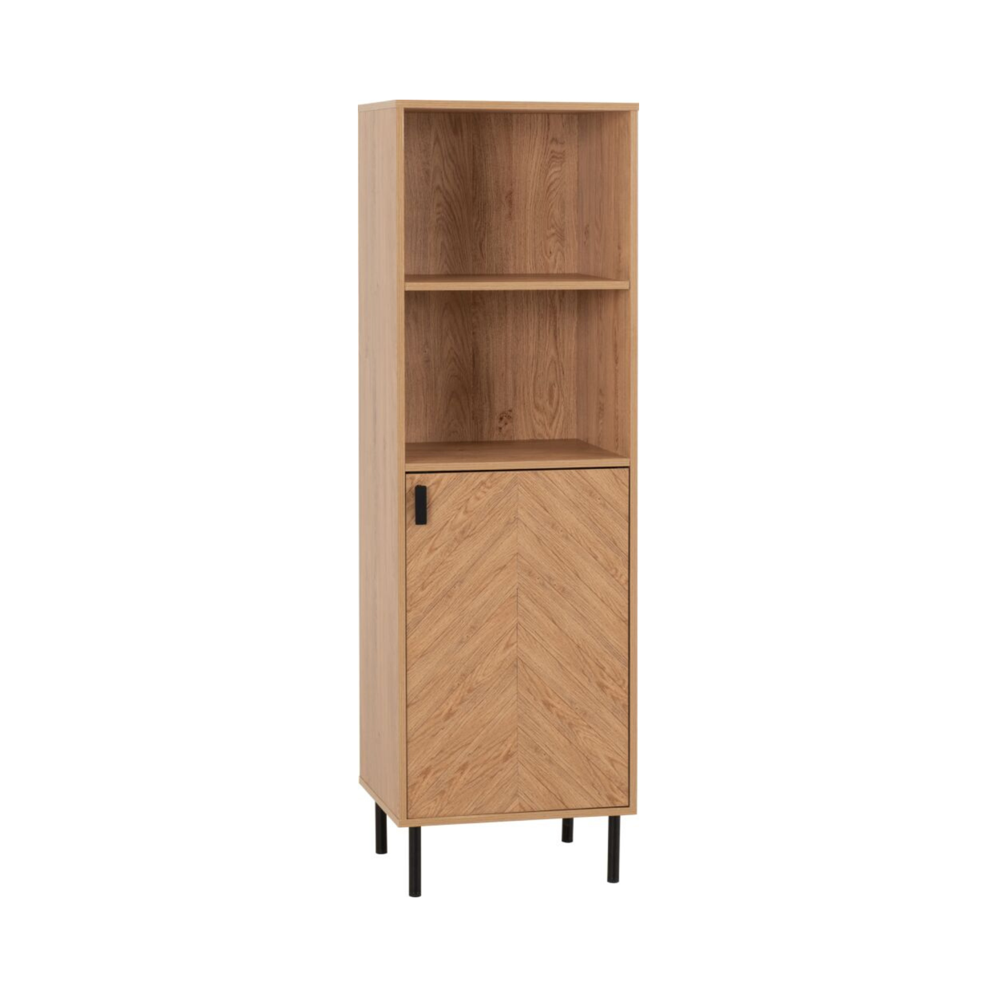Leon 1 Door 2 Shelf Cabinet – Medium Oak Effect Storage Unit