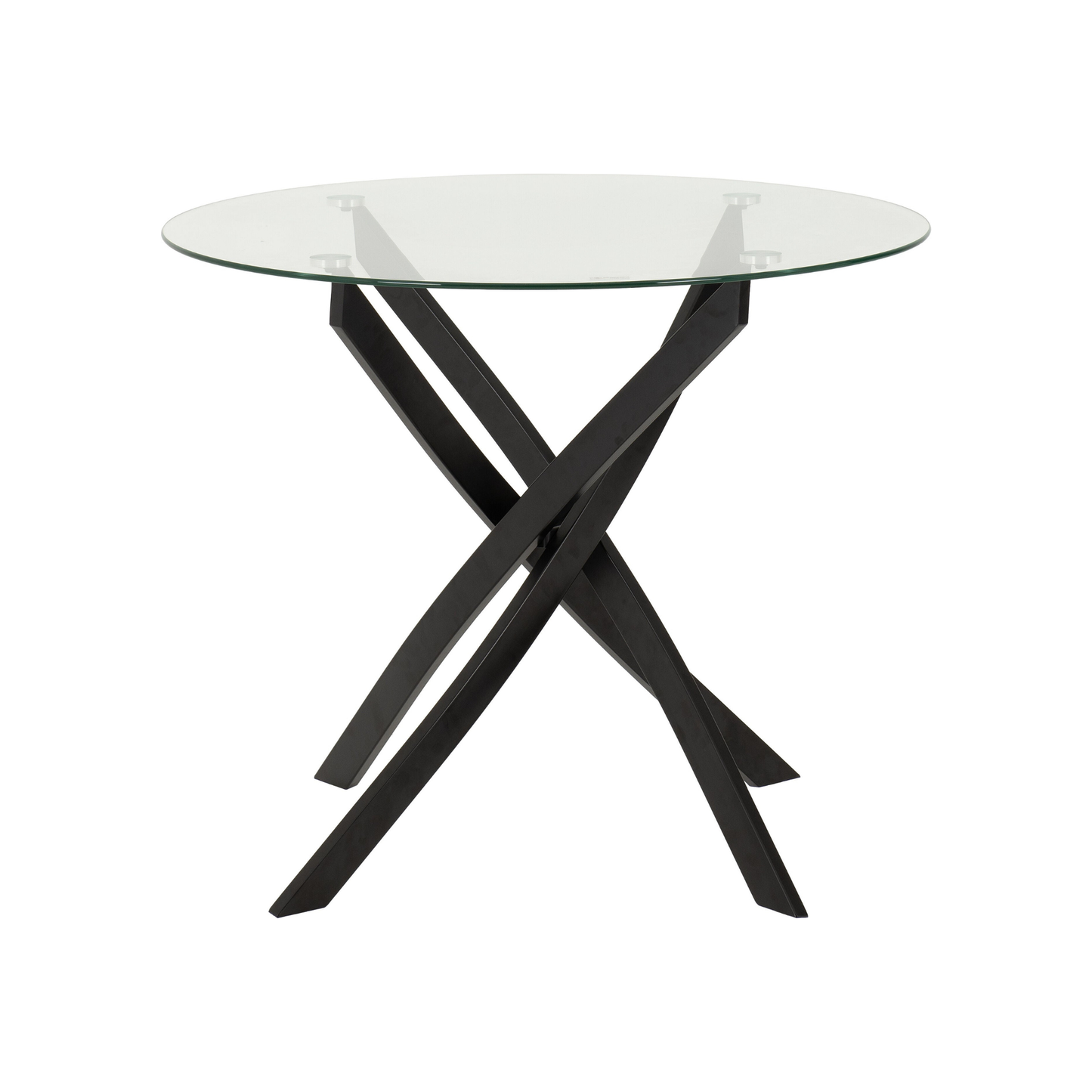 Sheldon Round Glass Top Dining Set - Clear Glass/Grey Velvet