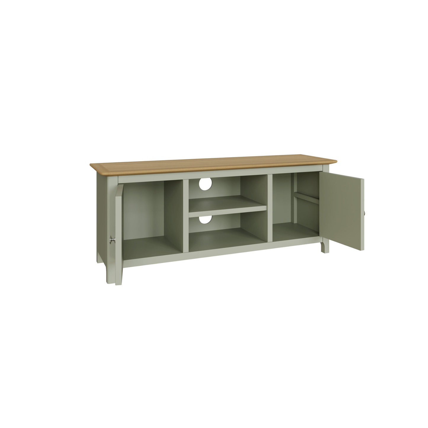 Taberno Oak 2 Door TV Unit in Sage Green
