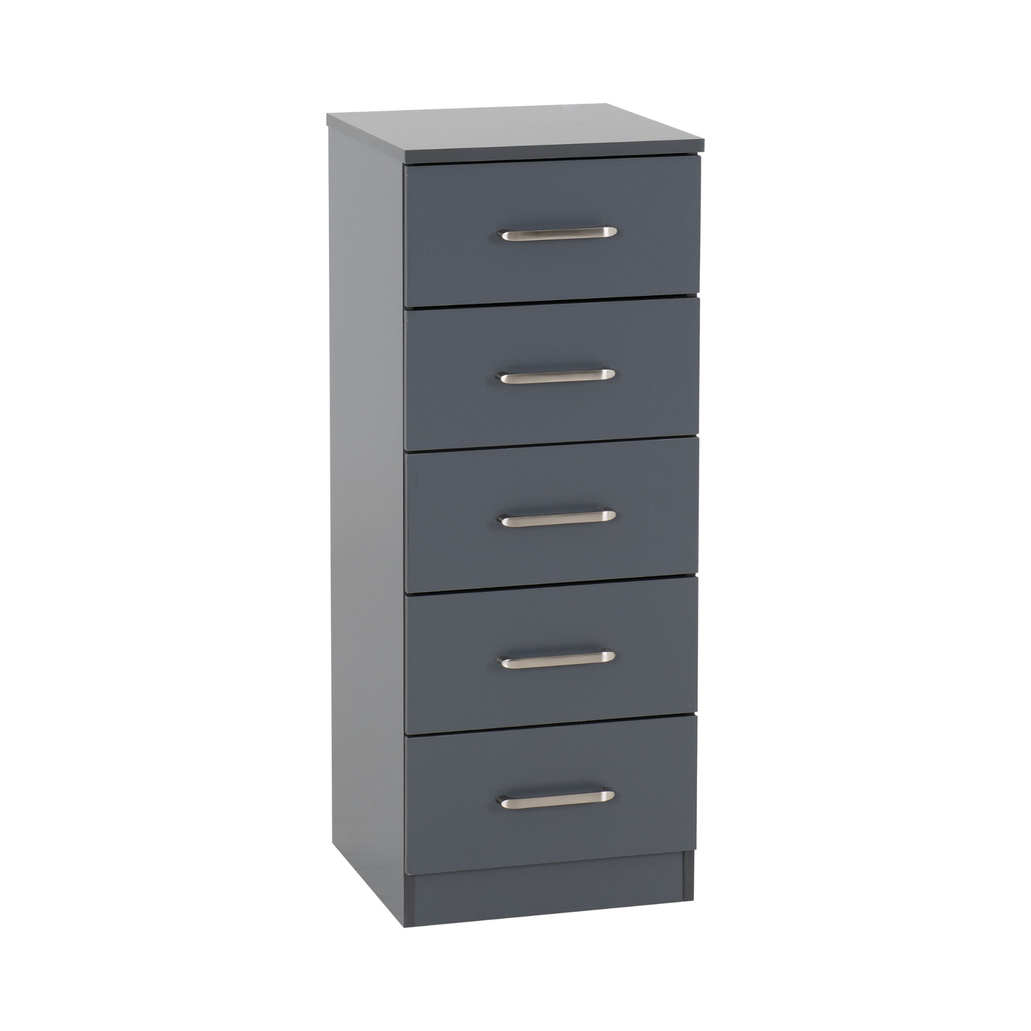 Dakota 5 Drawer Narrow Chest – Dark Grey, Compact Bedroom Storage