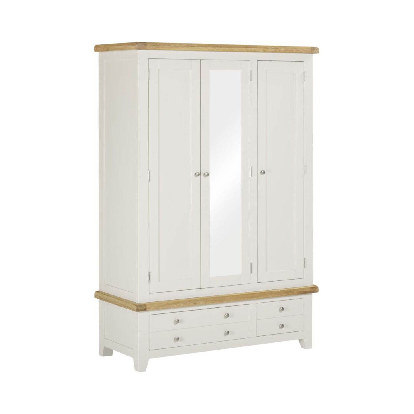 Windsor 3 Door 2 Drawer Wardrobe – Ivory/Oak