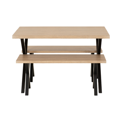 Buxton Dining Bench Set - Light Oak Effect & Black