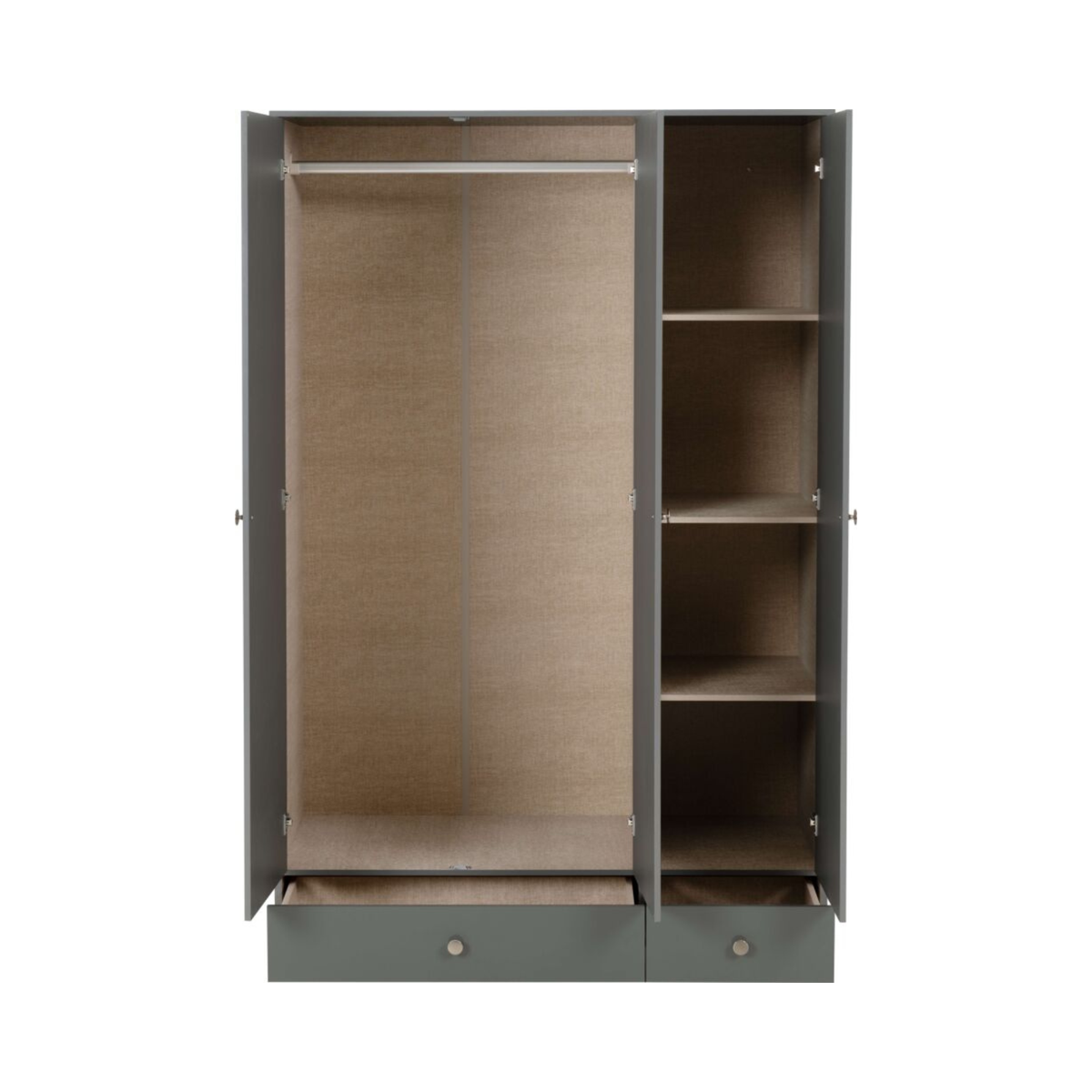 Denver 3 Door 2 Drawer Mirrored Wardrobe in Grey Gloss